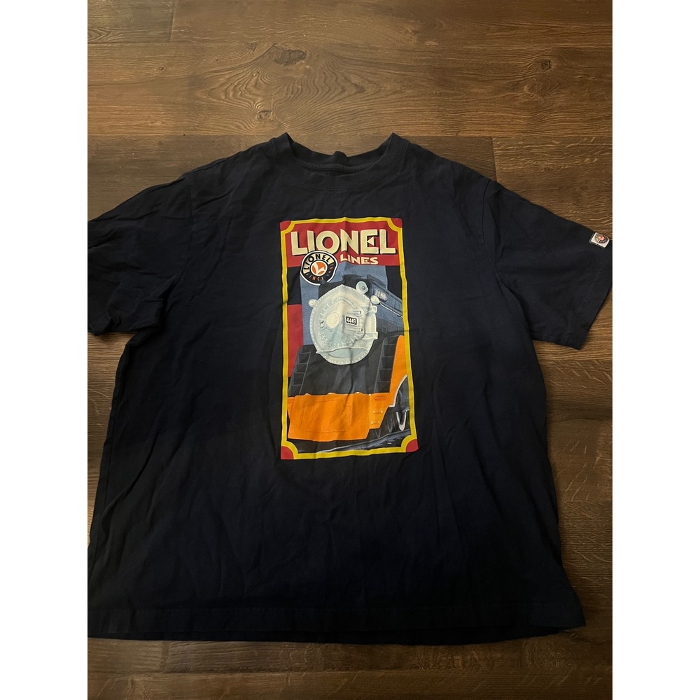 Lionel‎ Lines Train Locomotive Graphic Tee Shirt Navy Blue Mens XL Cotton
